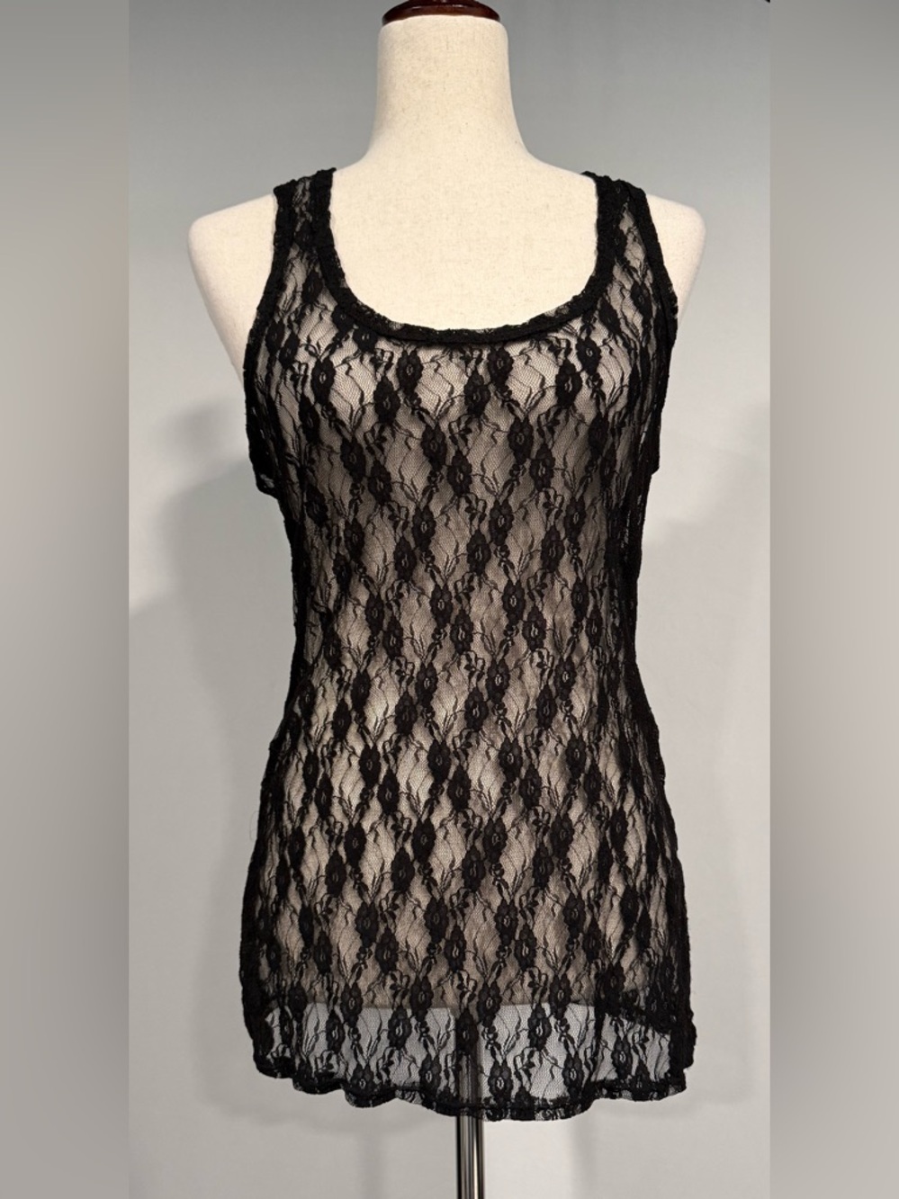 Black Sheer Lace Racerback Tank